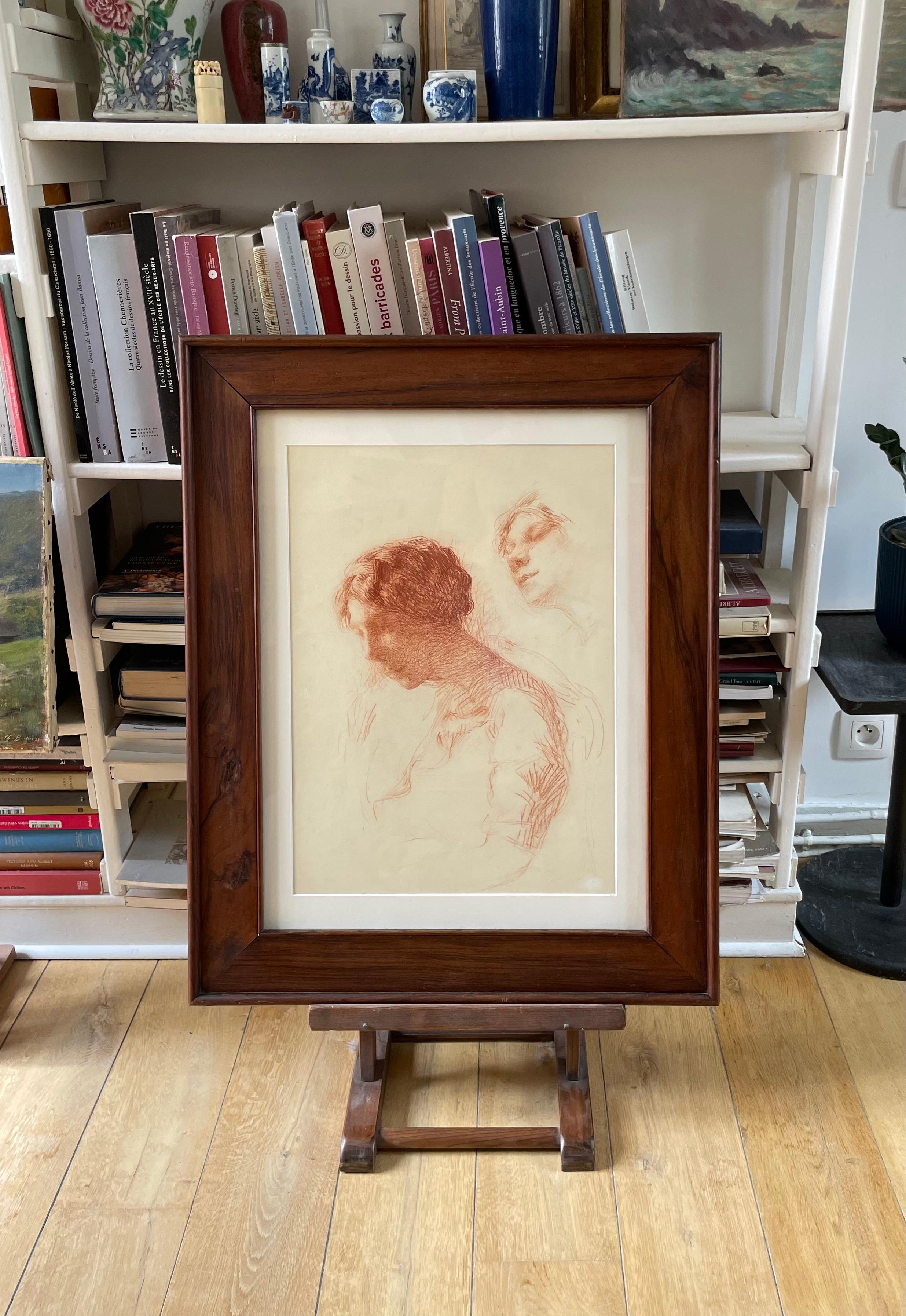 Studio di giovane donna di profilo - Figurative Art Beige di Ernest Laurent
