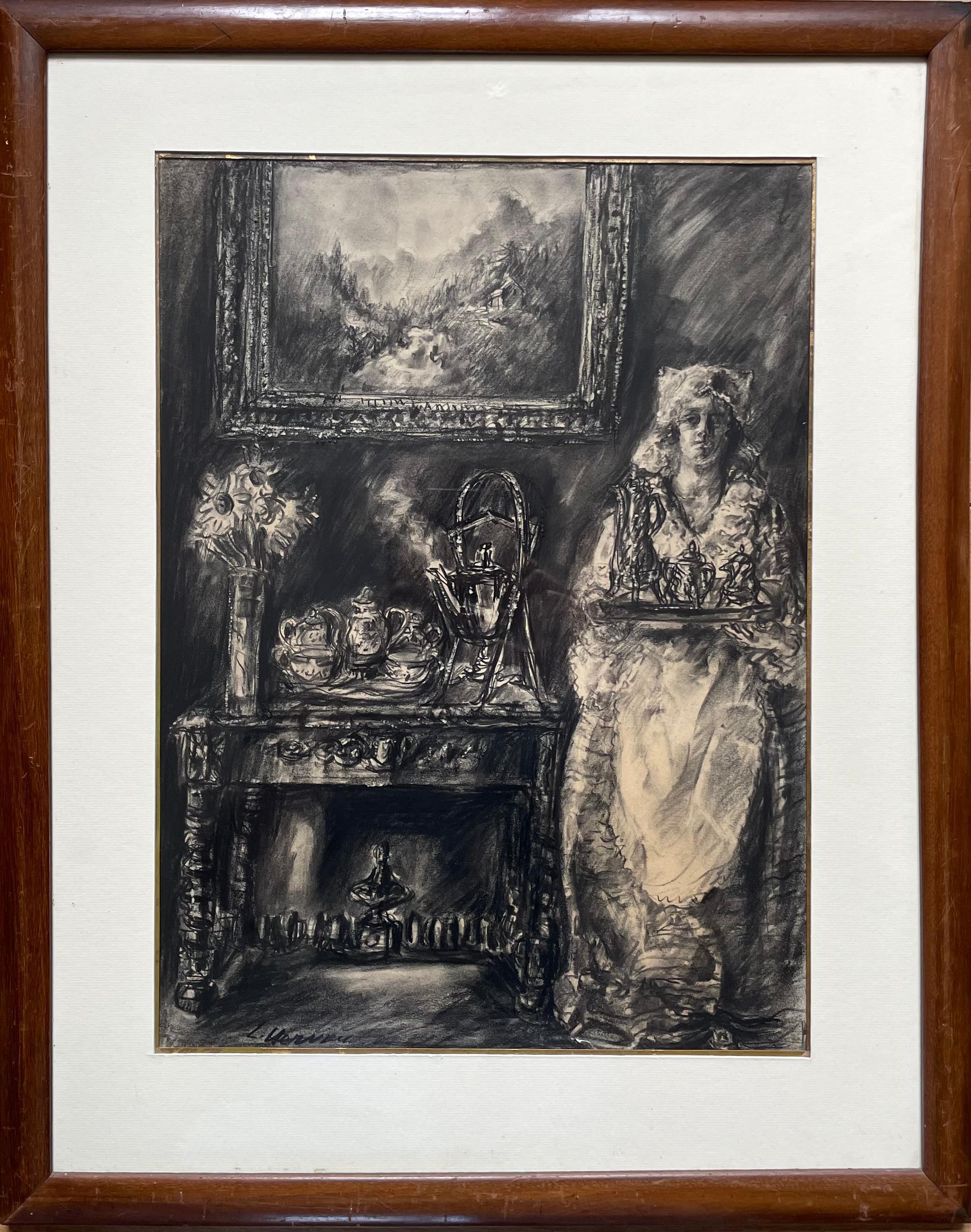 Figurative Art di Louise Hervieu - The Magnificent Servant Circa 1925 Charcoal and black chalk Signed
