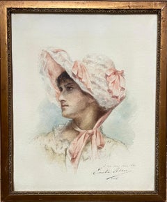 Self-Portrait with Hat, Women Impressionist artist , Dated 1883