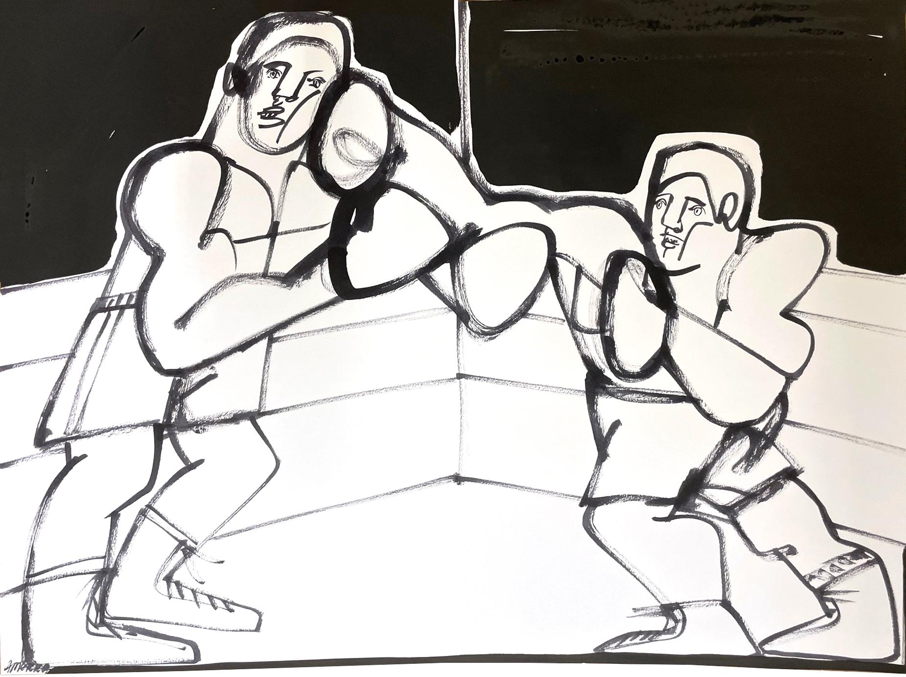 Amerika Martin
"Boxer III"
Tinte auf Papier
21.75 x 27.75 in. Gerahmt

In einem ausgeprägten Stil, der sowohl figurativ als auch abstrakt, gestisch und überlegt ist, greift America Martin ihre berühmte Boxerserie wieder auf.

AMERICA MARTIN ist eine