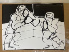 Boxer III, America Martin, Ink on Paper, Black + White/ Figurative, Boxer