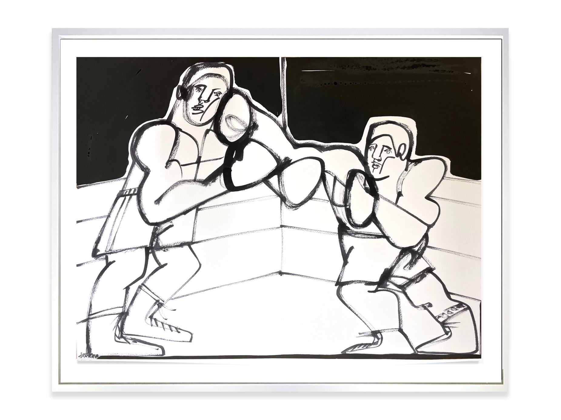 Boxer III, America Martin, Ink on Paper, Black + White/ Figurative, Boxer