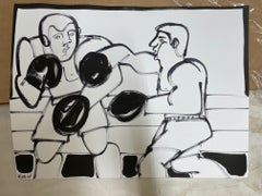 Boxer I, America Martin, Ink on Paper, Black + White/ Figurative, Boxer
