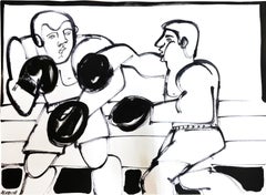 Boxer I, America Martin, Ink on Paper, Black + White/ Figurative, Boxer