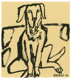 Buddha in Taos_America Martin_Ink on Paper_Animal_Dog_Portrait