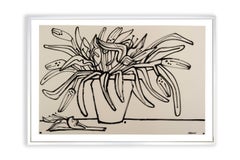 Lilly in vaso d'argilla_America Martin_Inchiostro su carta_Floreale/Still Life_Nero + Bianco