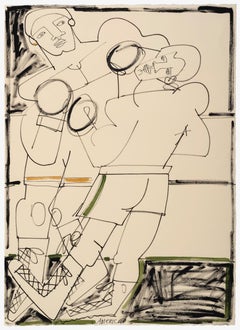 Uno Dos KO, America Martin, Tinta sobre papel, Blanco y negro/ Figurativo, Boxeador