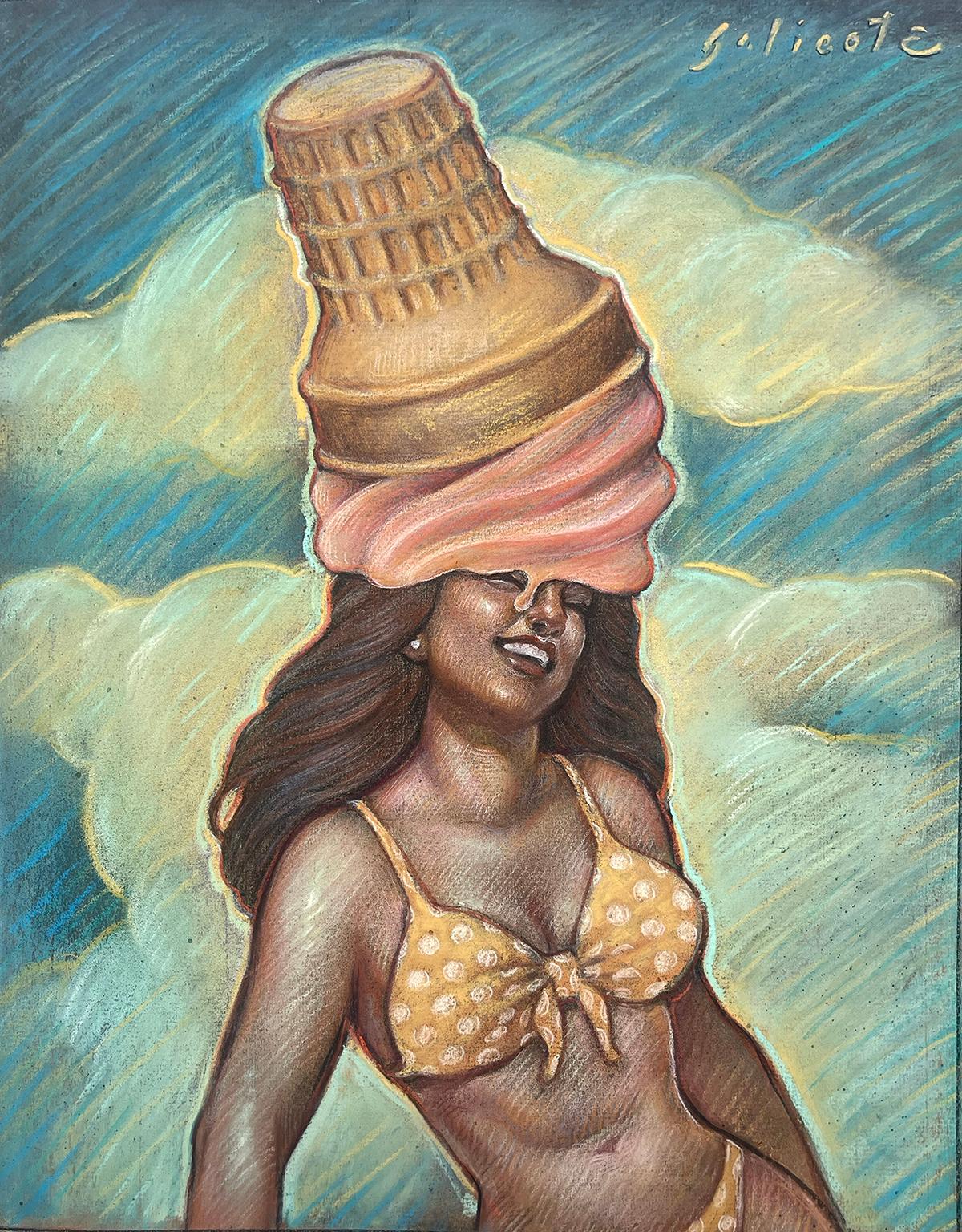 Gelato!, Danny Galieote, Disegno di studio, Figura femminile, Pop americano