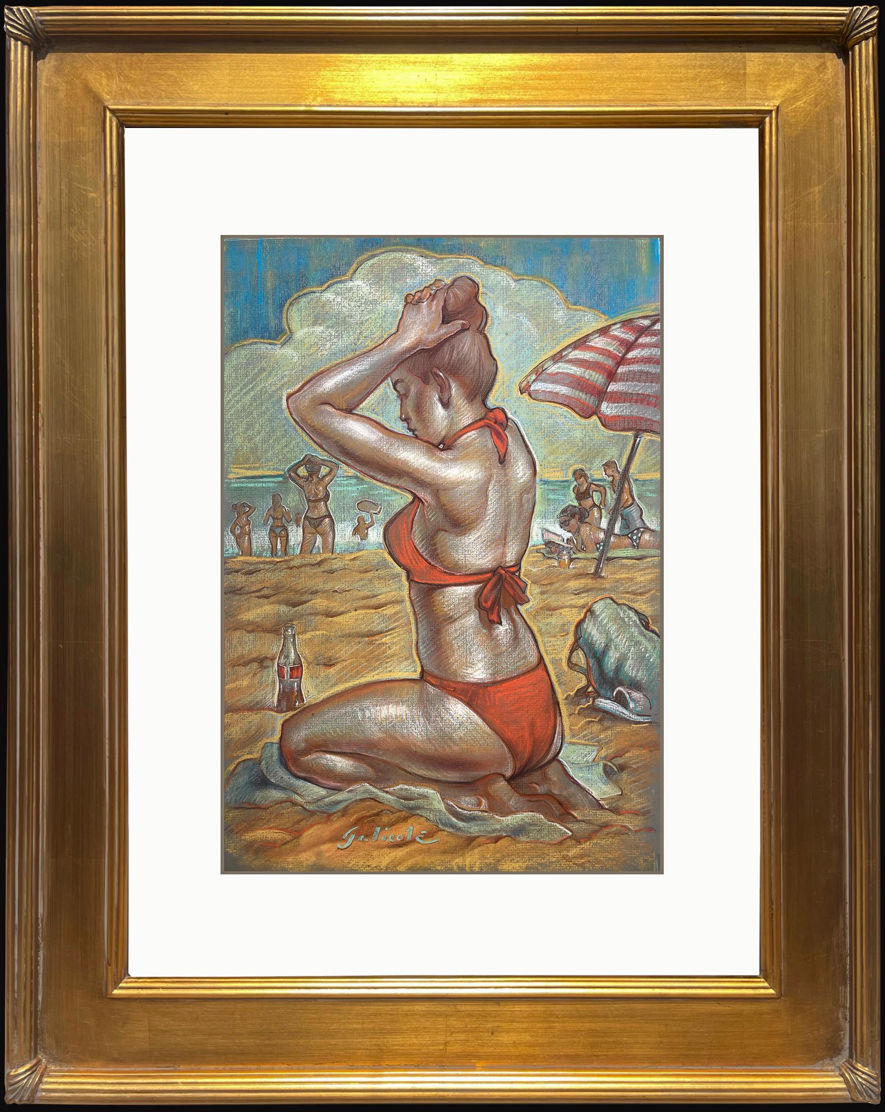 Beach Bun, Danny Galieote, Disegno di studio, Figura femminile, Pop americano in vendita 1