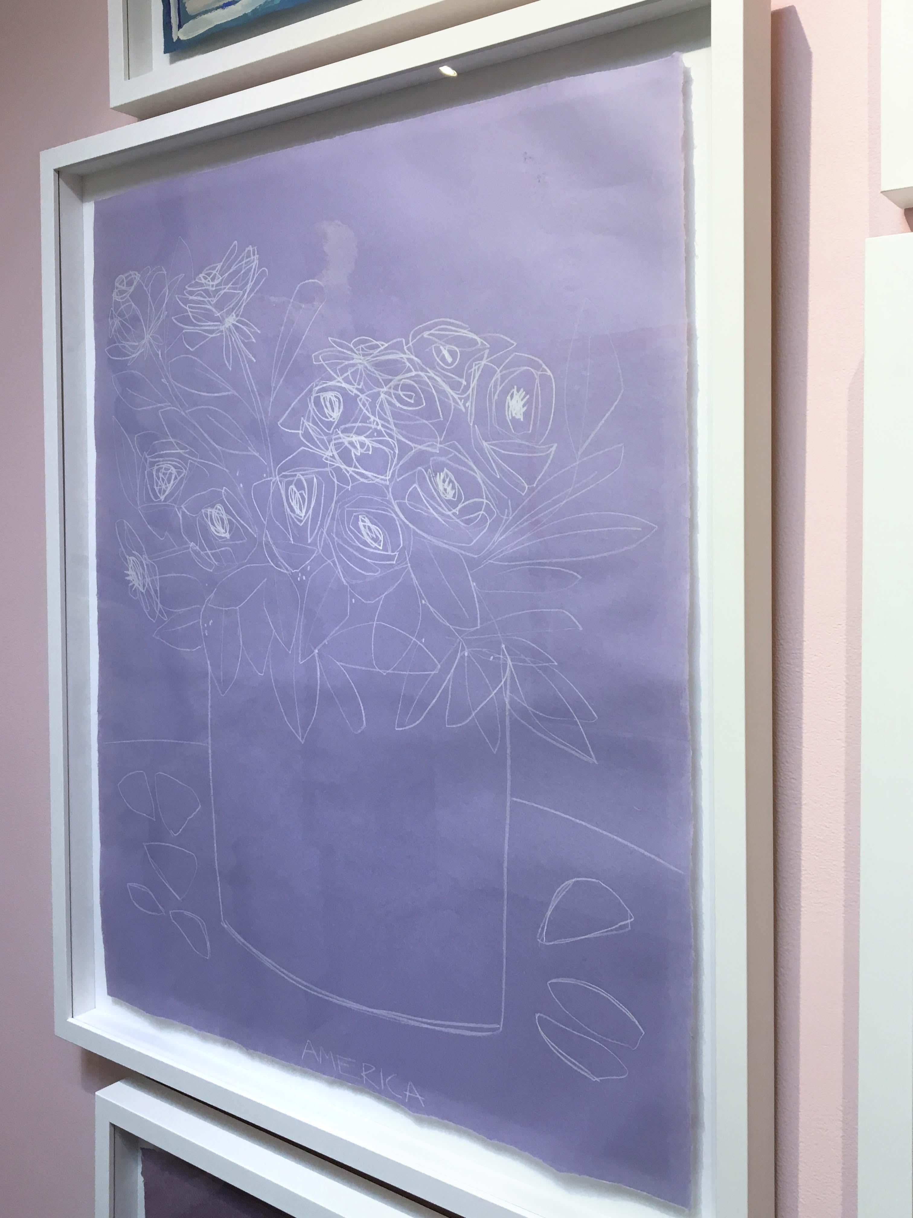 Roses on Violet Paper, America Martin, Pencil on Handmade Paper, 2019 3