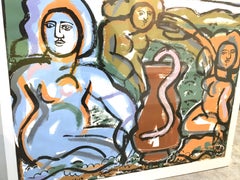 Snake Charmer, America Martin, Mixed Media on Paper- Female Figurative