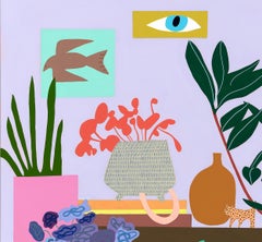 Navajo Weaving & Bird, Mary Finlayson, Gouache + Flashe on Canvas-Room Interior