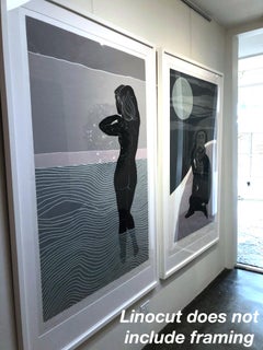 Female Figurative_Blue_Nude_Linocut_Salty Skin & Dusky Sky_Ellen Von Wiegand