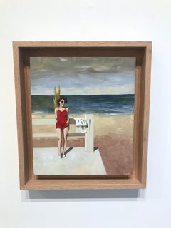 Gisèle_Swan Scalabre_2020, Oil on Wood/Wooden Frame_Female Figurative, Beach
