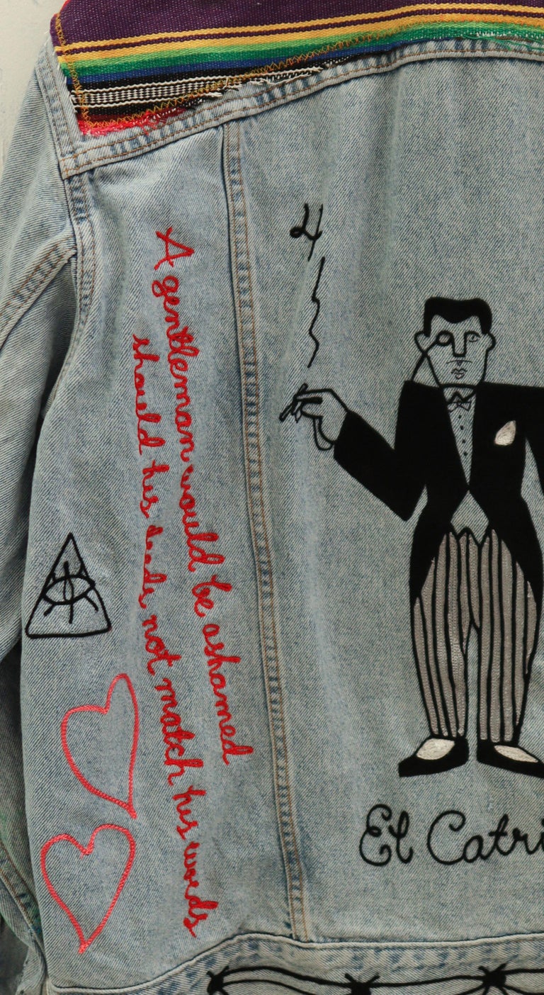 One of a Kind, Reworked, Vintage Levi's Denim Jacket.  
Unisex Large

Inspired by growing up in Los Angeles, surrounded by the mixture of cultures and art, the 'Seeing America' collection features 6 unique pieces that showcase the friendship and