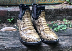 Handcrafted & Repurposed Vintage Python Cowboy Ankle Boots_Jada+Jon_M Size 10