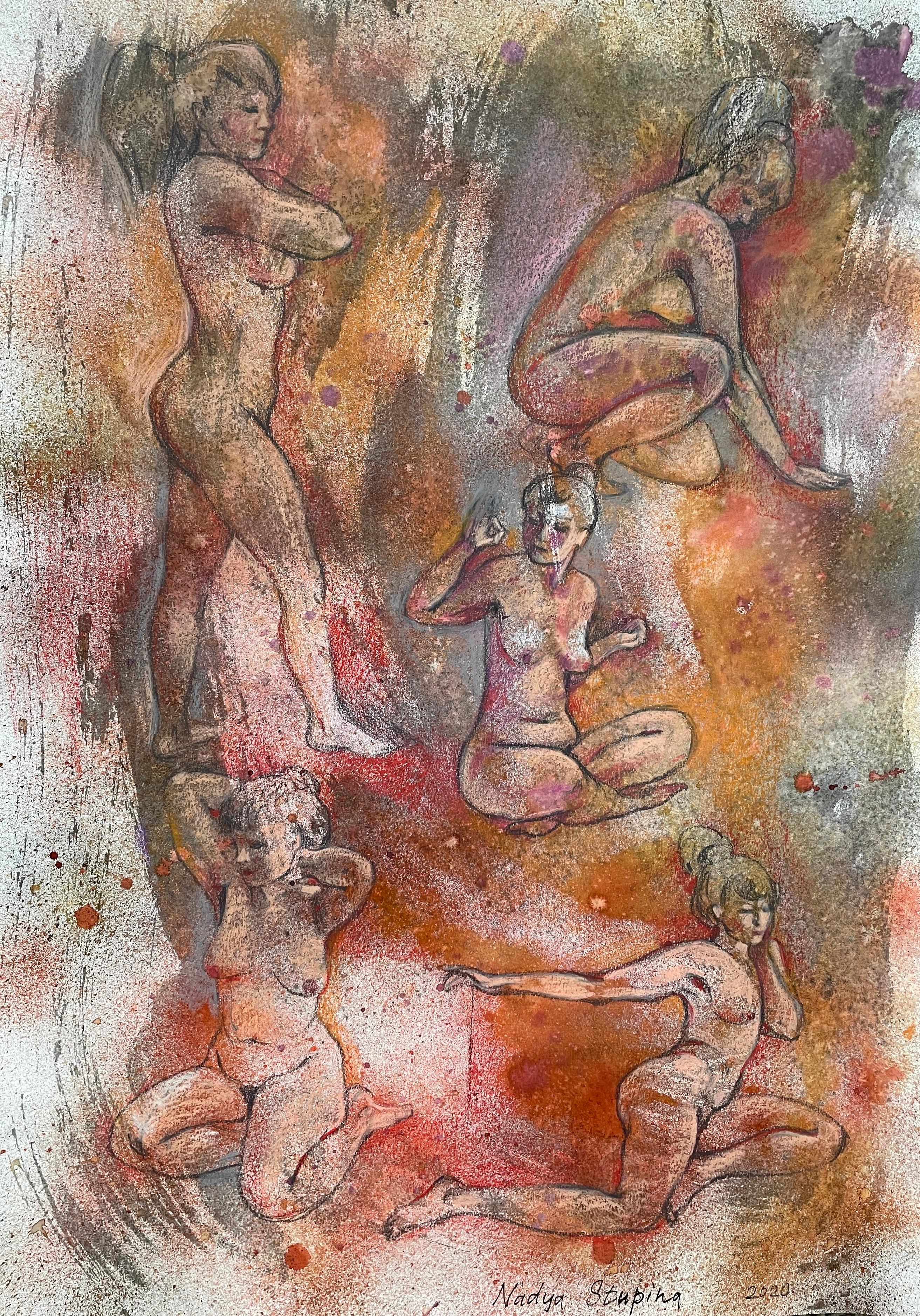«Nude. Sketches 1» Original figurative graphic.Nudes across mediums