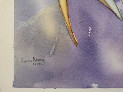 «Cactus». Original futuristic figurative painting . Watercolour on paper.