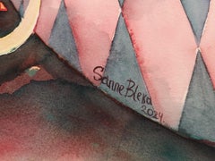 "Don't Go Away" Original  futuristic painting. Watercolor on paper . Vertical.