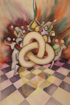 Iriginalistisches futuristisches Aquarellgemälde „Infinity“