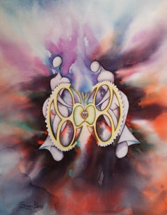 "Dimidium" Original  acuarela futurista  pintura