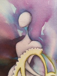 "Dimidium" Original  futuristisches Aquarell  Malerei