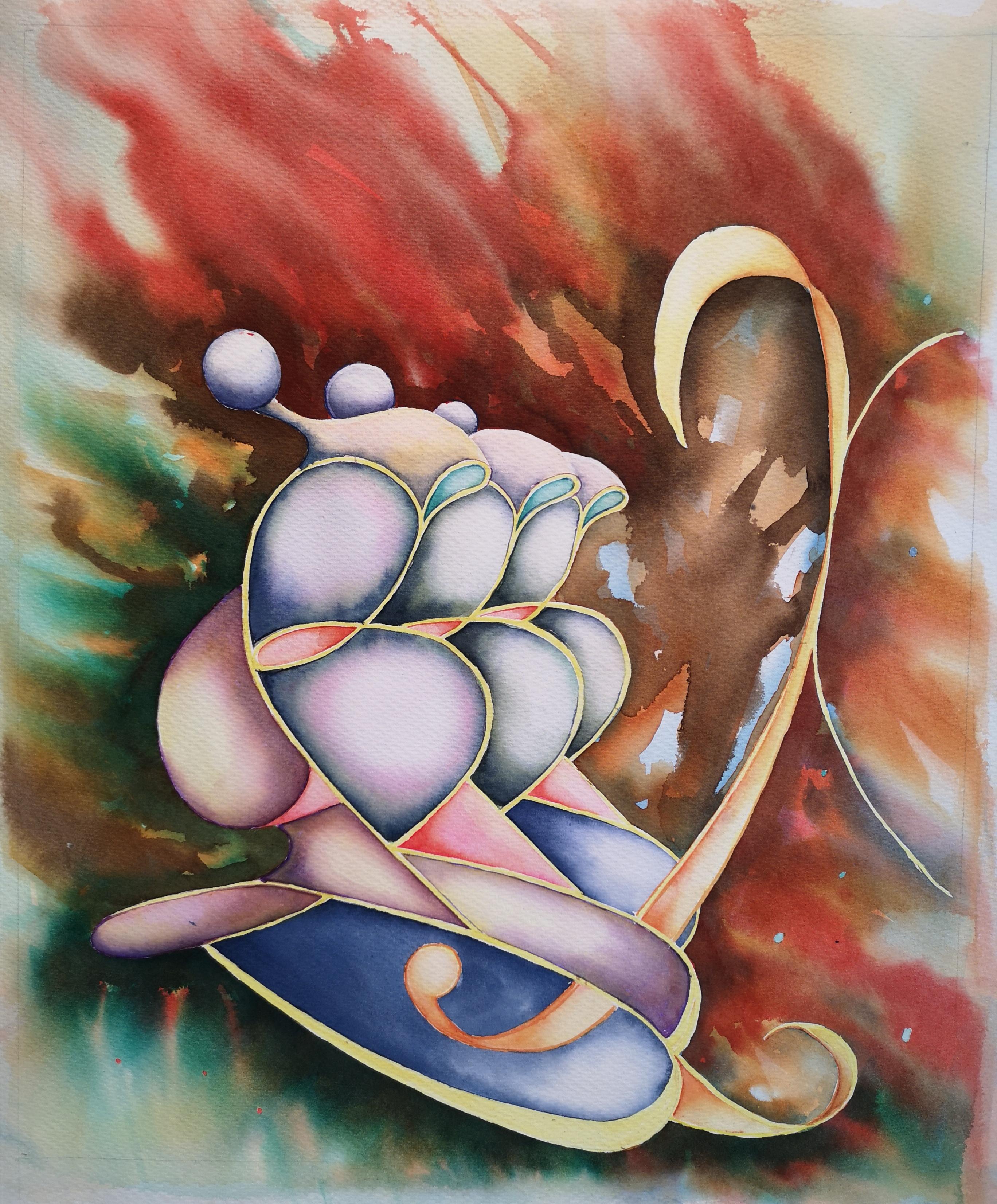 « Mobilité », aquarelle futuriste originale  peinture