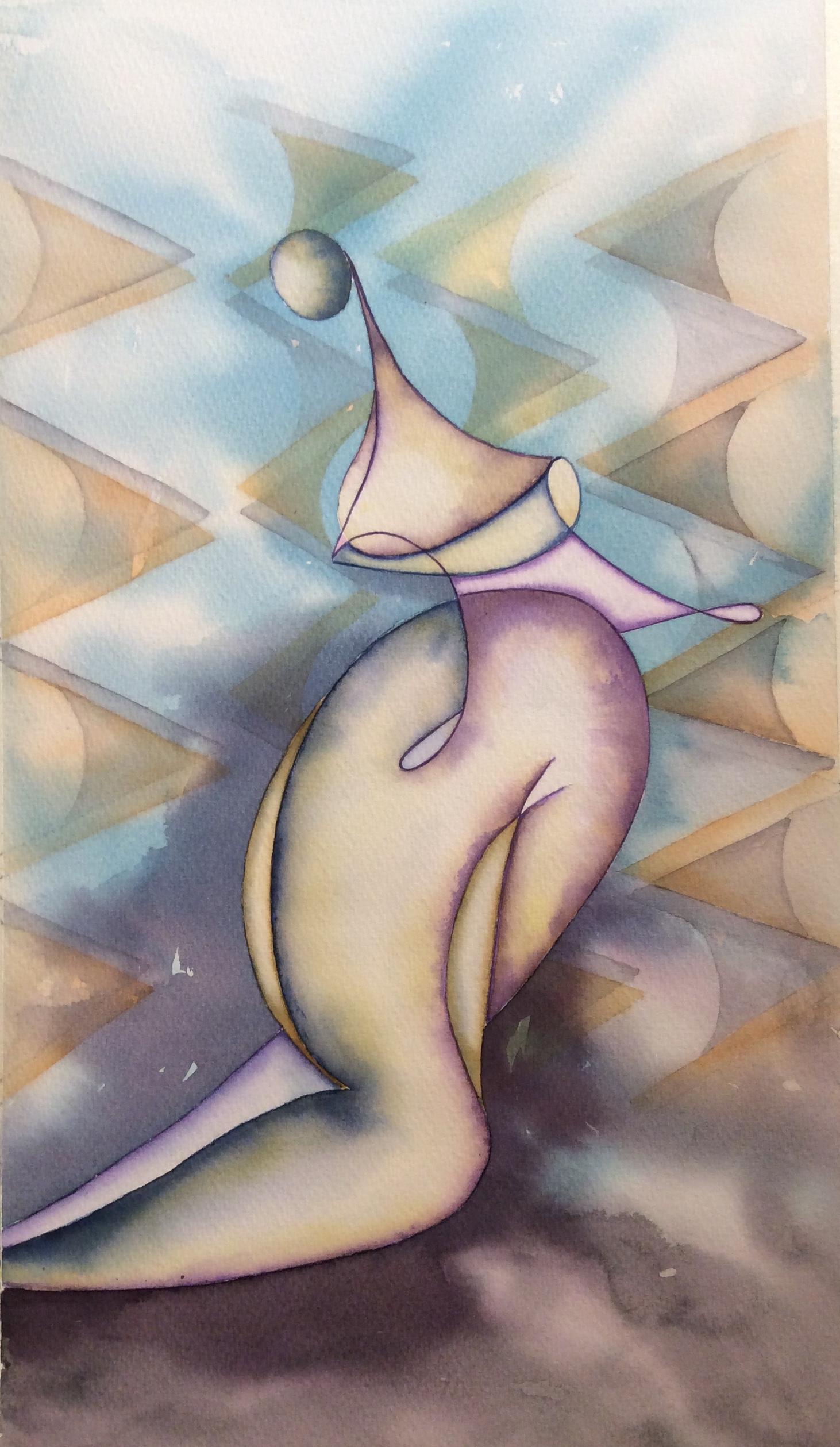 "Not a standart "Aquarelle originale futuriste  peinture