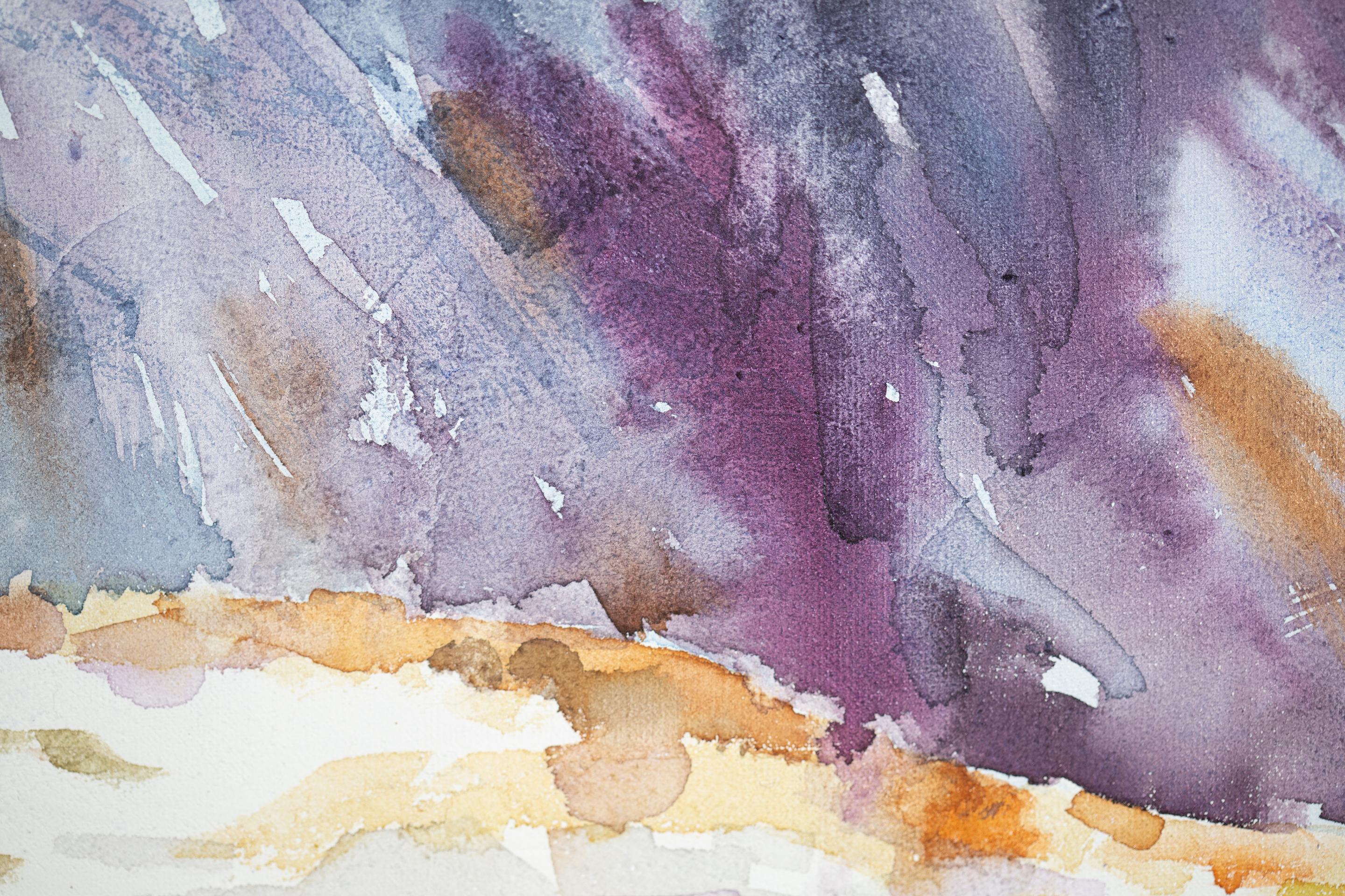 Two In The Mountains. Lovers, horizontal, nature, mountain landscape, watercolor in vendita 4