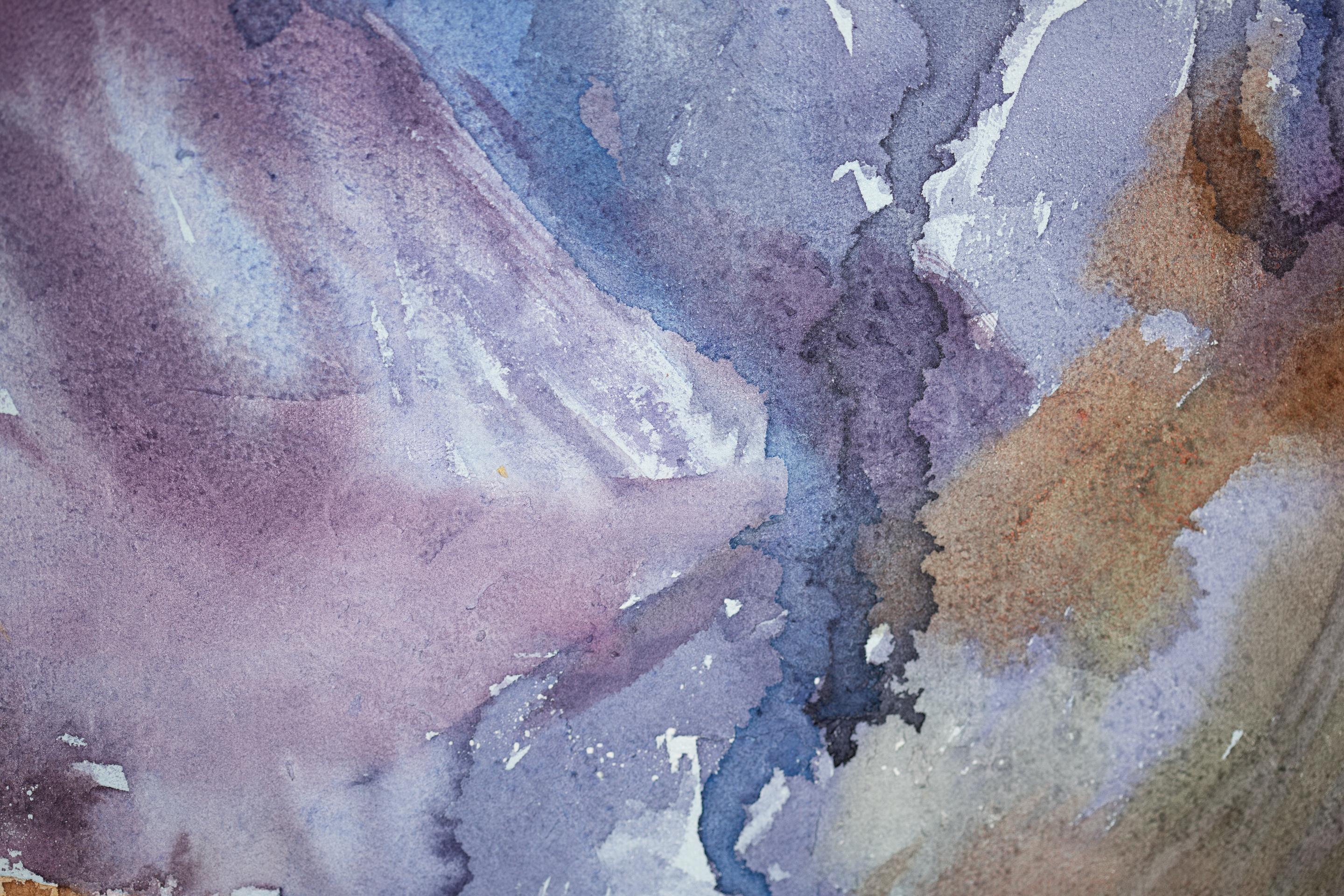Two In The Mountains. Lovers, horizontal, nature, mountain landscape, watercolor in vendita 5