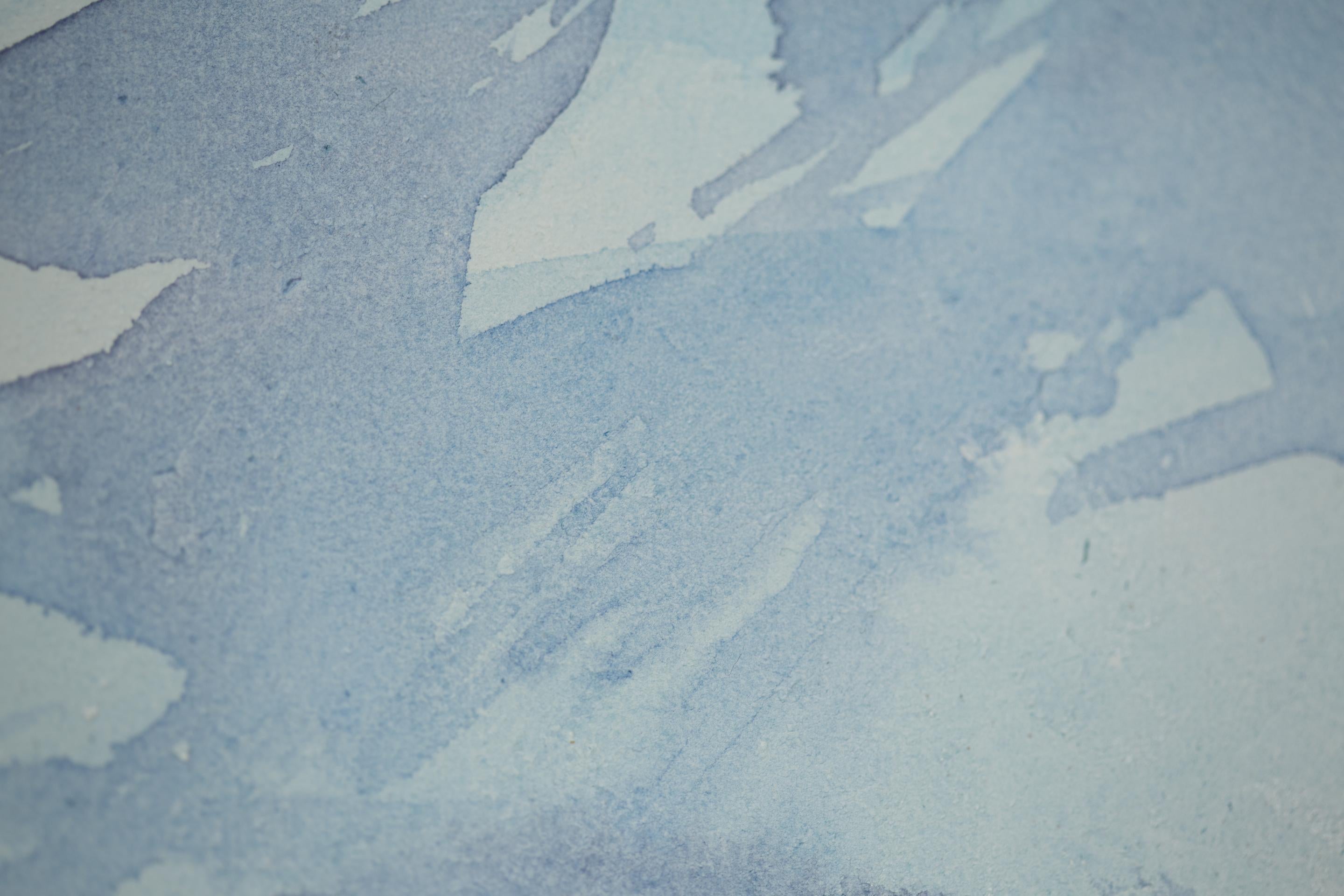Two In The Mountains. Lovers, horizontal, nature, mountain landscape, watercolor in vendita 13