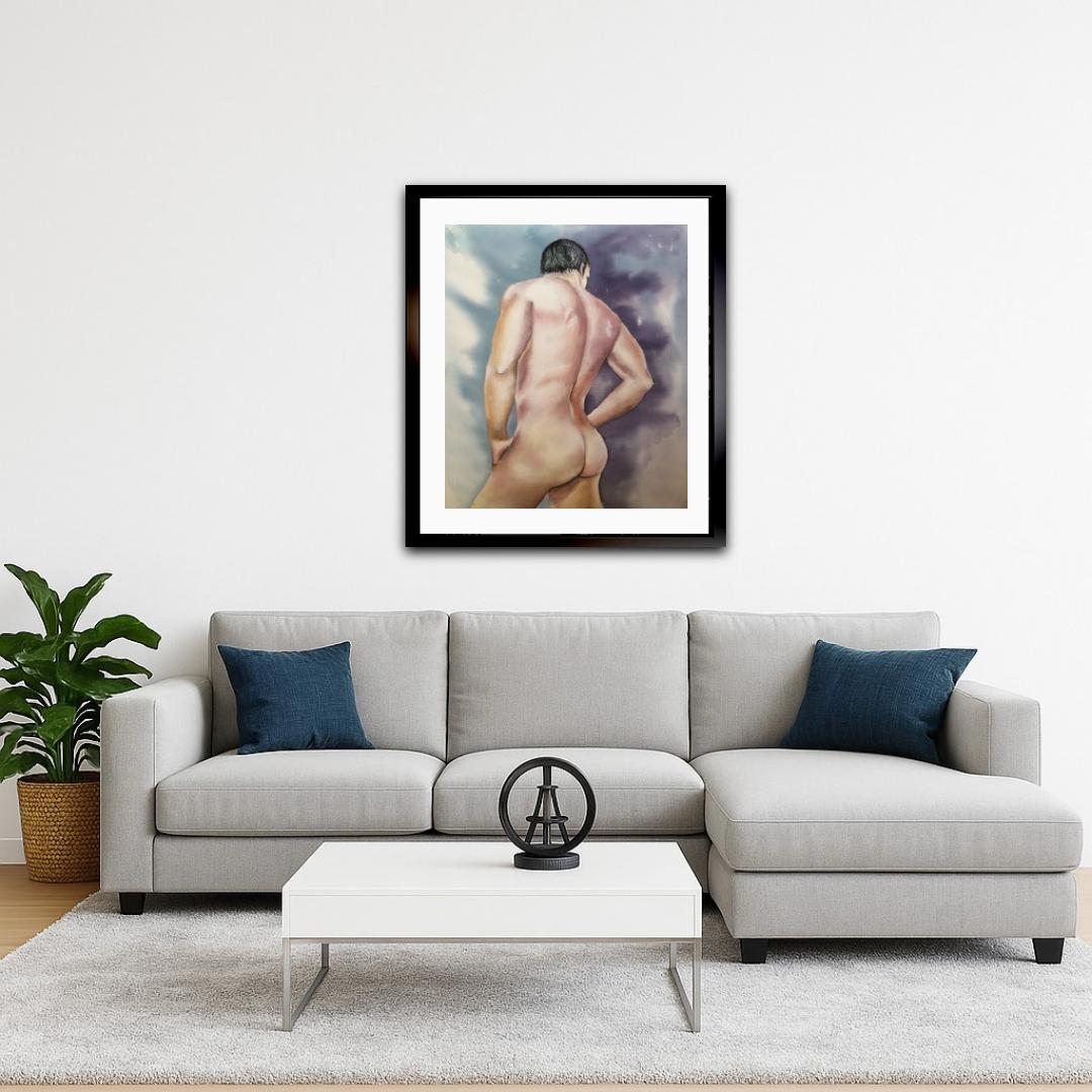 L'uomo dei sogni. Impressionismo. Acquerello. Corpo. Uomo. Verticale. Nudi attraverso i mezzi di comunicazione - Art di Sanne Bleka