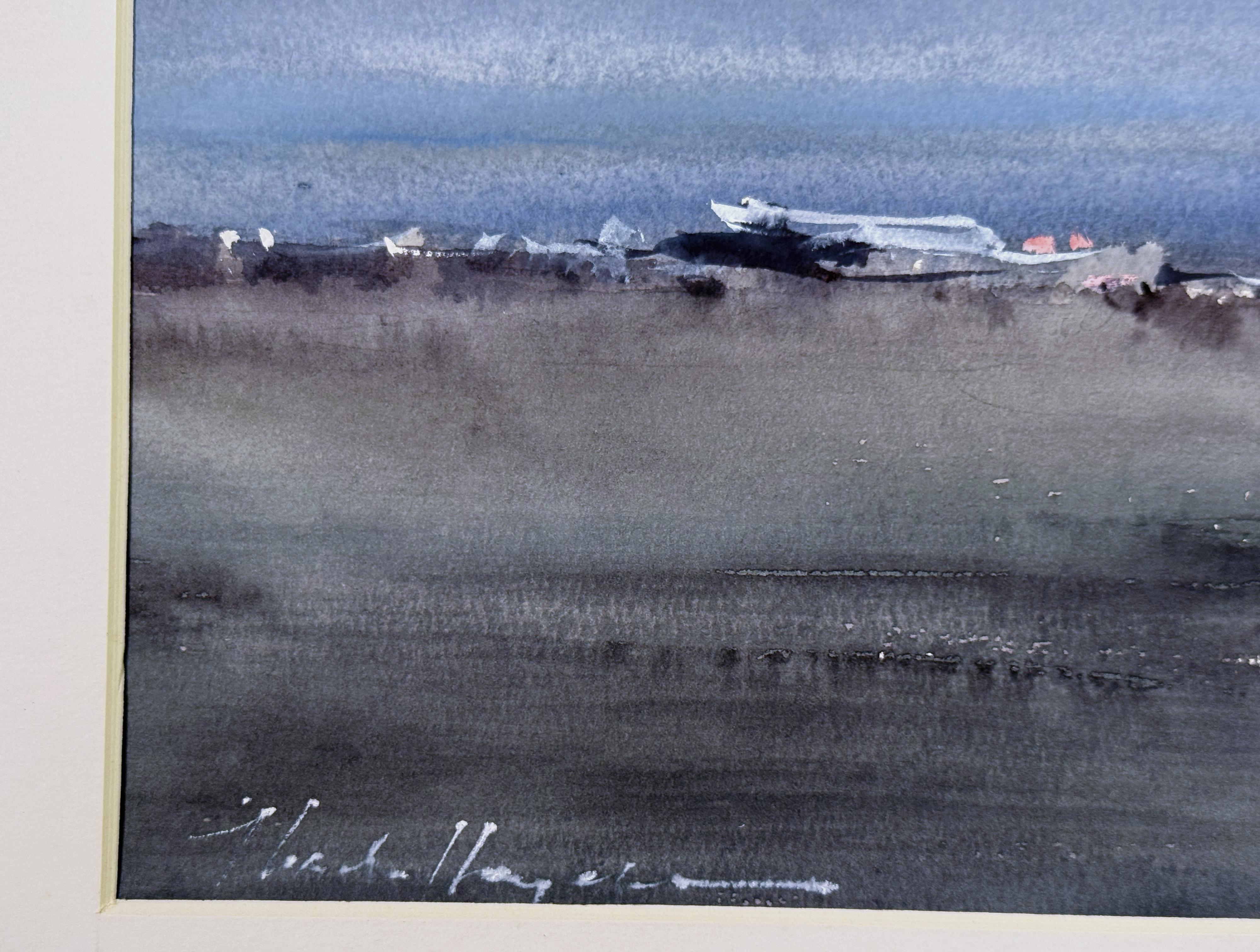 Parco della Costa Est. Tramonto - Landscape Art Grigio di Olga Ibadullayeva