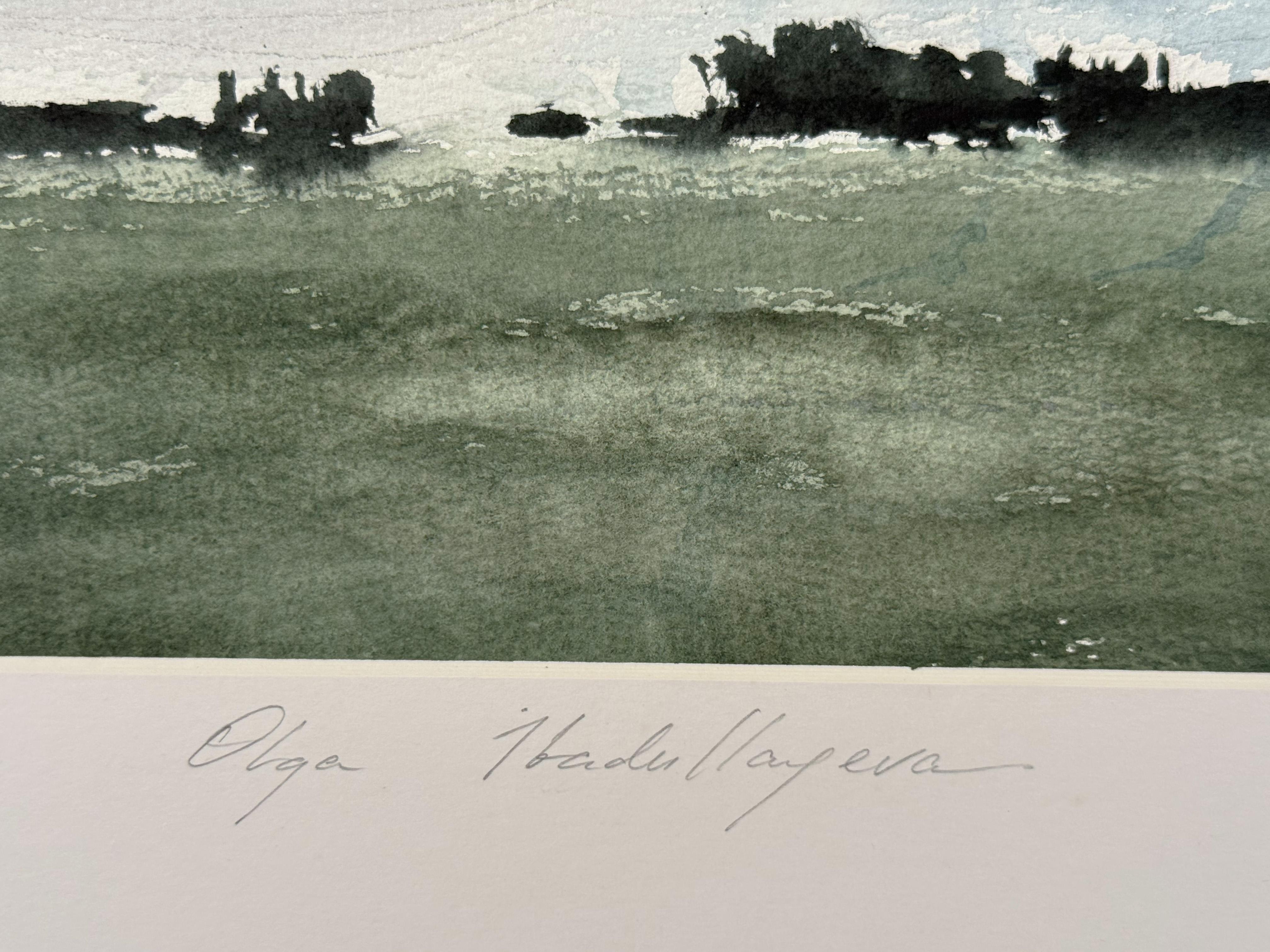 Una giornata nuvolosa - Landscape Art Grigio di Olga Ibadullayeva