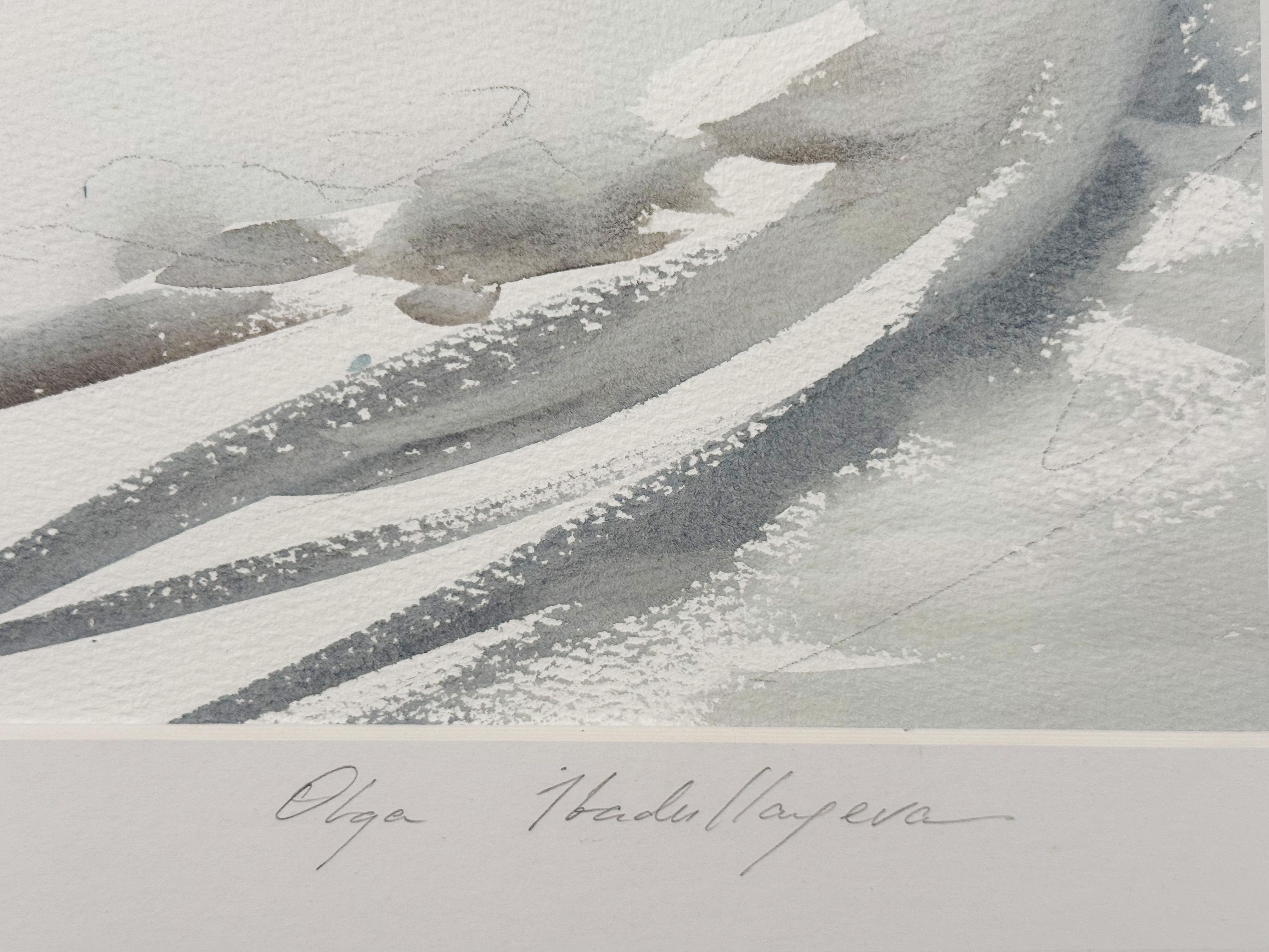 The Winter Road - Landscape Art Grigio di Olga Ibadullayeva