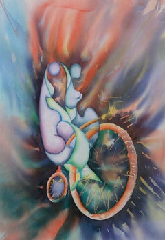 Forward Abstract Watercolor Painting, Original Style, 75x56 cm