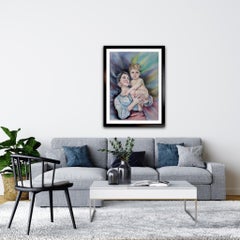 Mother and Child Watercolor Painting, Impressionist, Unframed, 2010+
