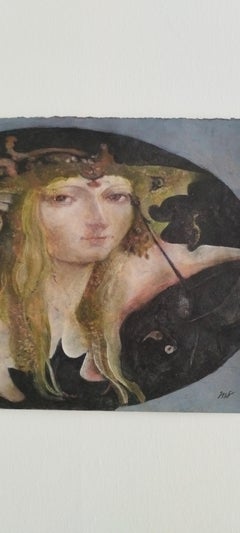 Forest mermaid, mysterious portrait of mermaid in an oval