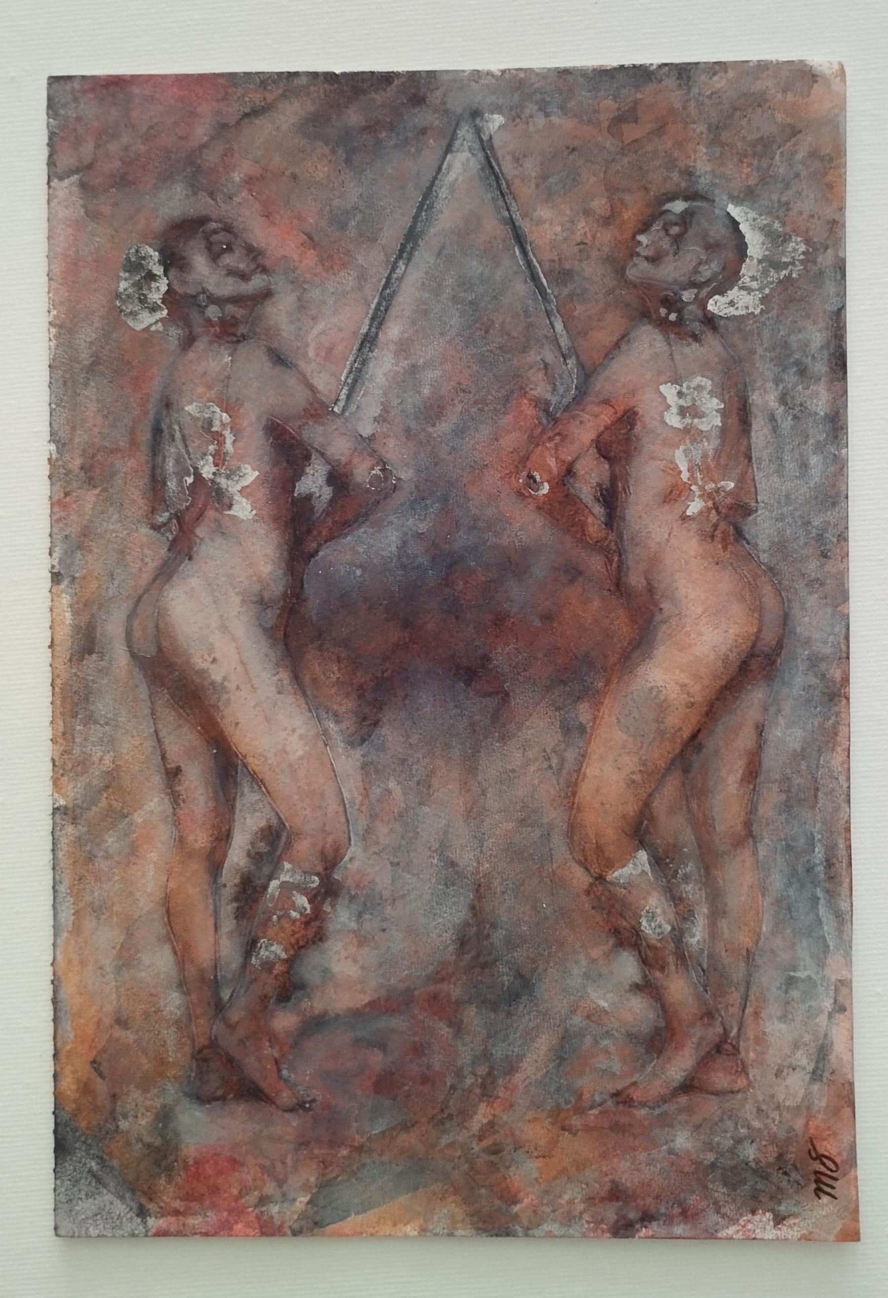 Nude di Marina Skvortsova - Duetto di luce e ombra: Danza di luce e ombra in tecnica mista