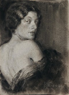 Madeleine. Graphic drawing, vertical format, classic drawing
