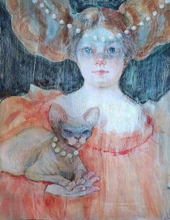 Taming the Dragon. Vertical format, interior painting, graphics, mixed media