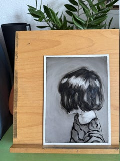 Kira. Fille. Huile. Petit. Child & Child. le noir et blanc La beauté. Simple. Contraste