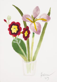 Flores de primavera, 2003 - Pintura brillante en acuarela de flores por Mary Fedden