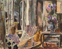 Elizabeth Reading, 1940 circa - Acquerello d'interni del XX secolo