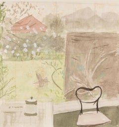 Red House Garden, Aldeburgh - Mary Potter Watercolour Landscape Painting, Green
