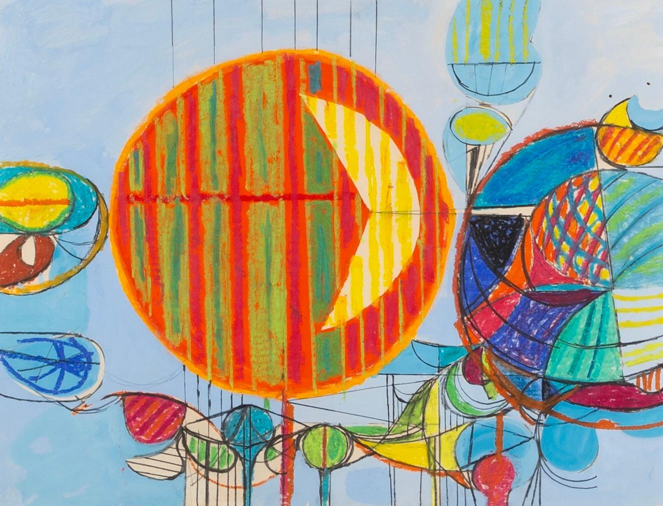 Abstract 2, Oil Pastel and Pencil on Paper Work by Henry Cliffe
