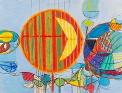 Abstrakt 2, Ölpastell und Bleistift auf Papier Arbeit von Henry Cliffe