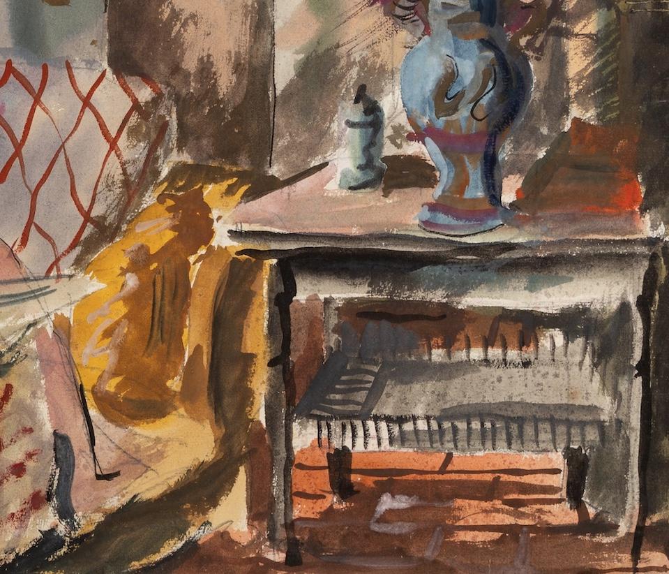 Elizabeth Reading, um 1940 - 20. Jahrhundert Innenraum-Aquarellmalerei im Angebot 2