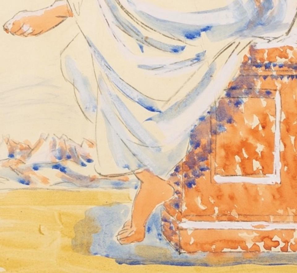 Musician, The Lute Player, 1945 circa - Watercolour Painting by Duncan Grant For Sale 3