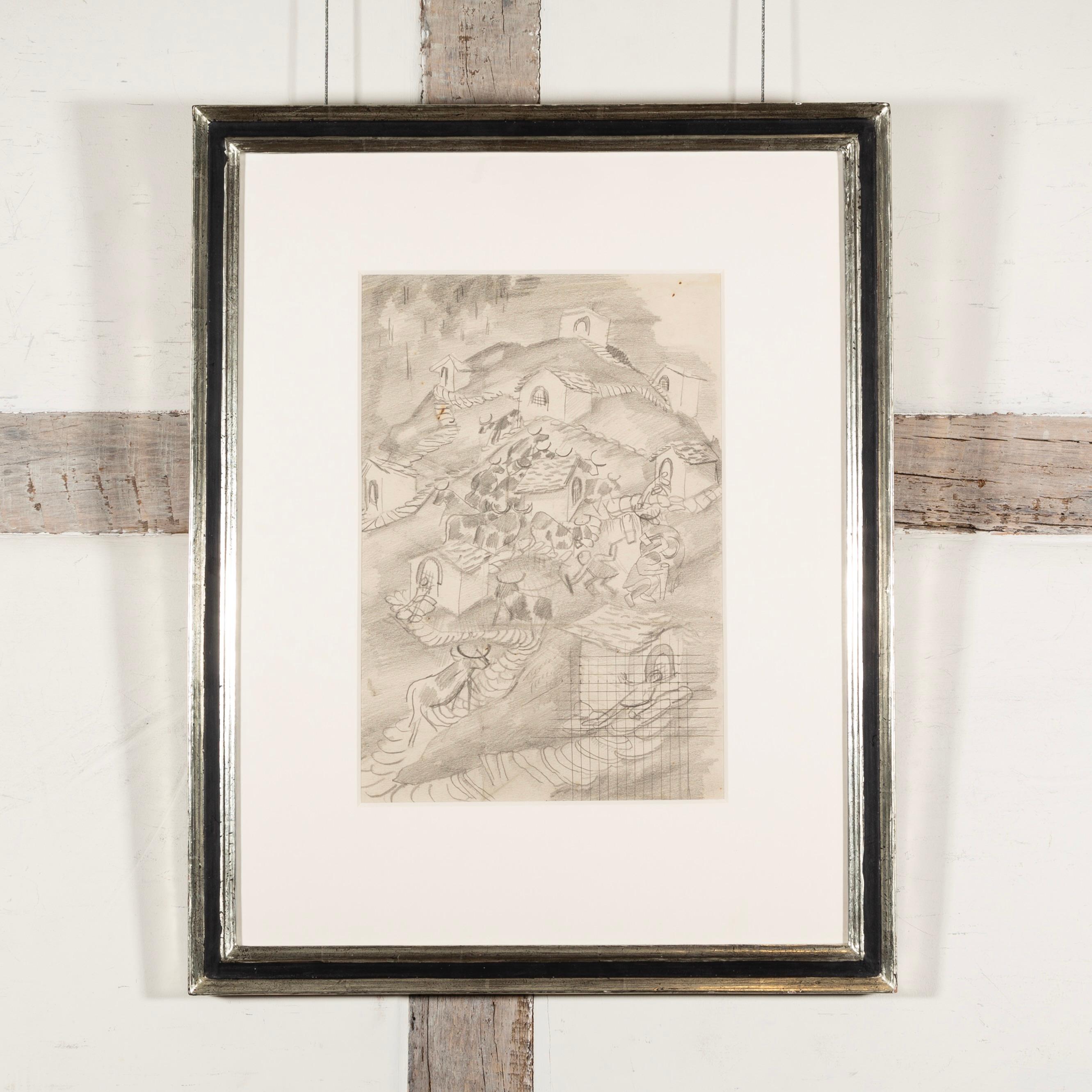 Mucche in cima alla collina, Zermatt, 1935, circa - Disegno di Stanley Spencer, Agricoltura + Rurale in vendita 1